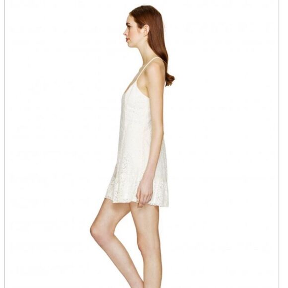 aritzia Talula Shibuya Crisscross Lace Ruffle Hem Eyelet Mini Dress - Picture 3 of 11